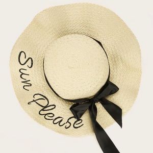 Playful Straw & Ribbon Floppy Hat “Sun Please”